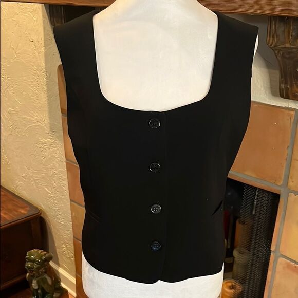 Christian Lacroix Chic Black Square Neck Button-Up Vest Top, size L - Picture 1 of 8